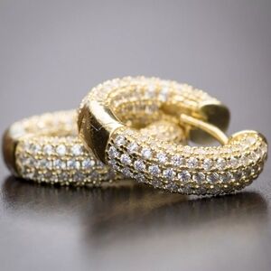 Micropave gold huggie earring; nwot